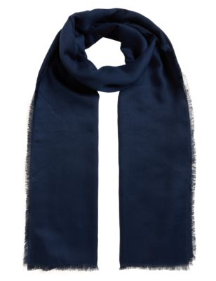 

Womens M&S Collection Woven Fringed Scarf - Navy, Navy