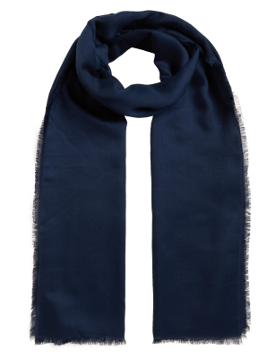 

Womens M&S Collection Gewebter Schal mit Fransen - Marineblau, Marineblau