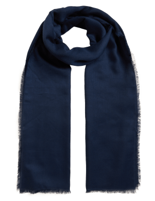 

Womens M&S Collection Woven Fringed Scarf - Navy, Navy