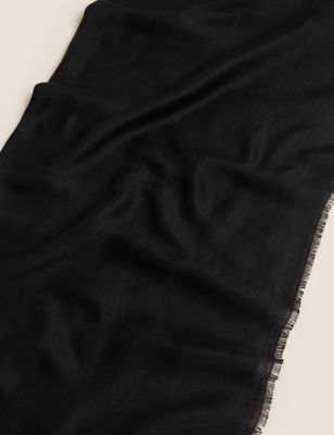 

Womens M&S Collection Woven Fringed Scarf - Black, Black