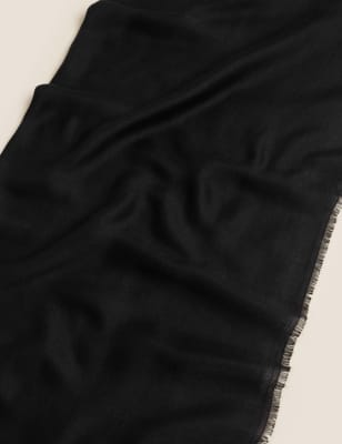 

Womens M&S Collection Gewebter Schal mit Fransen - Black, Black