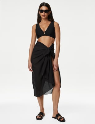 

M&S Collection Sarong 100% algodón tejidoWomens - Negro, Negro
