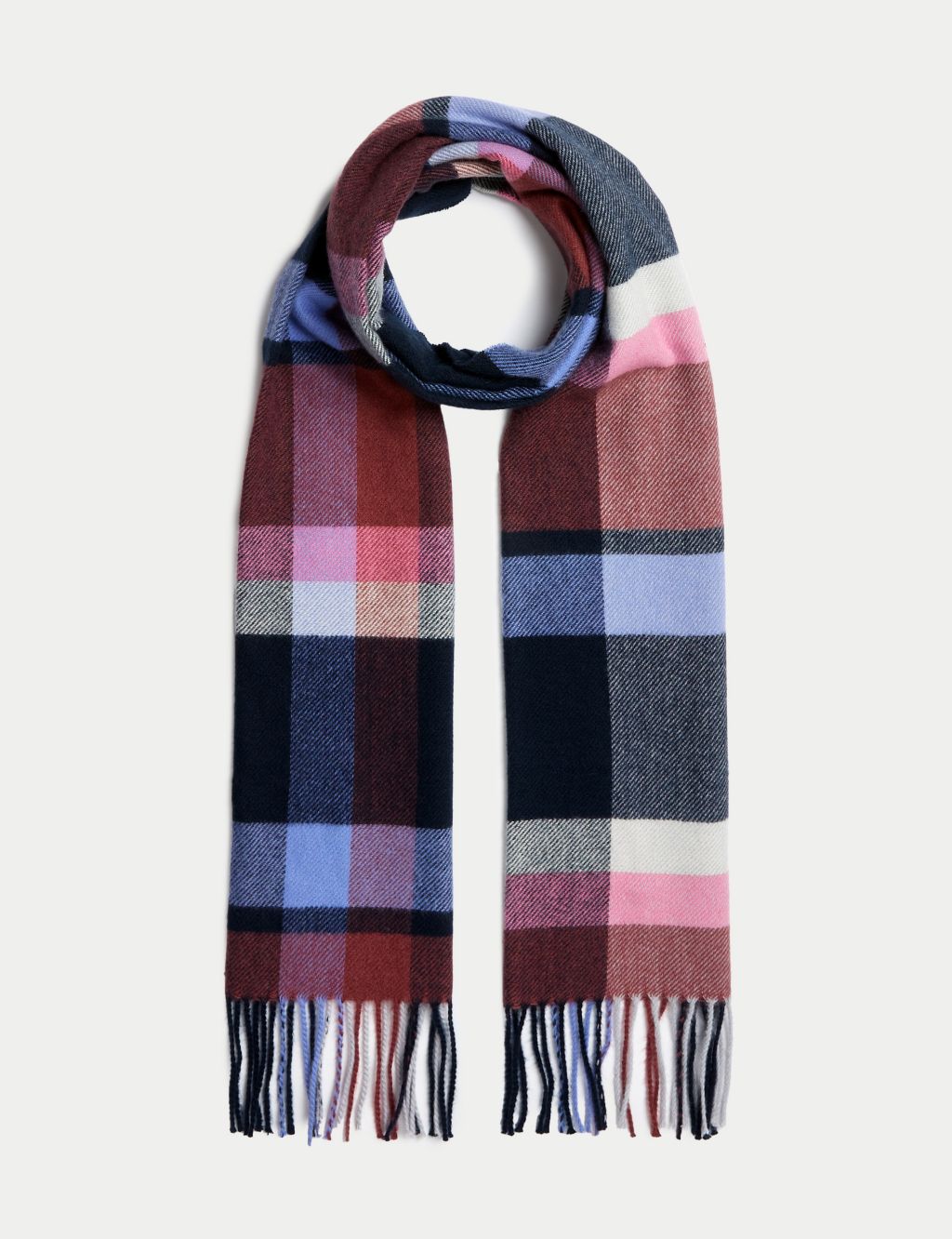 Woven Checked Tassel Scarf image 1