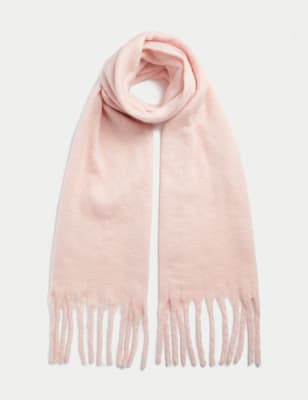 

Womens M&S Collection Brushed Fringed Scarf - Soft Pink, Soft Pink