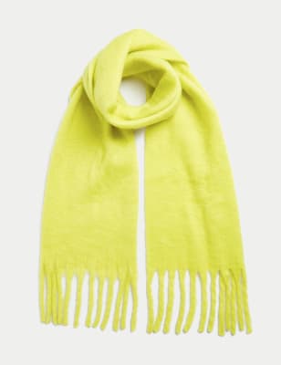 

Womens M&S Collection Brushed Fringed Scarf - Lime, Lime