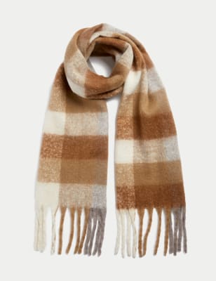 

Womens M&S Collection Brushed Fringed Scarf - Natural Mix, Natural Mix