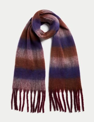 

Womens M&S Collection Brushed Fringed Scarf - Chocolate Mix, Chocolate Mix