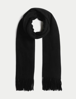 

Womens M&S Collection Gewebter, übergroßer Schal mit Quasten - Black, Black