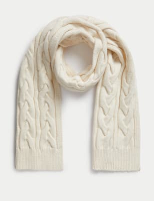 

Womens M&S Collection Cable Knit Scarf - Cream, Cream