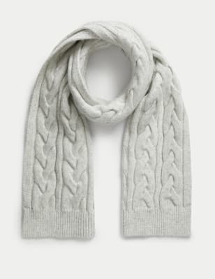 

Womens M&S Collection Cable Knit Scarf - Grey, Grey