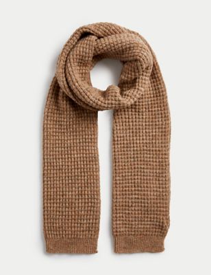 

Womens M&S Collection Textured Scarf with Wool - Camel, Camel