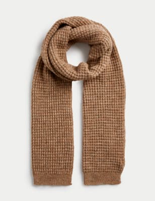 

Womens M&S Collection Textured Scarf with Wool - Camel, Camel