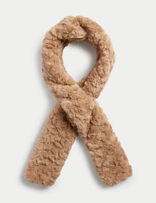 

Womens M&S Collection Faux Fur Textured Scarf - Toffee, Toffee