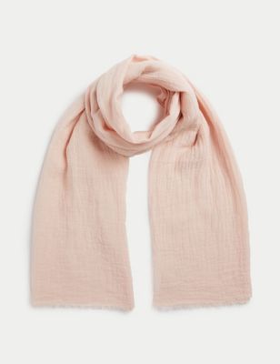 

Womens M&S Collection Linen Blend Textured Scarf - Pink, Pink