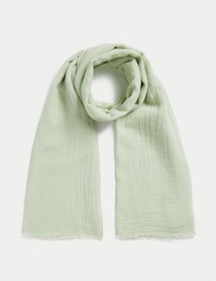 Linen Blend Textured Scarf - SG