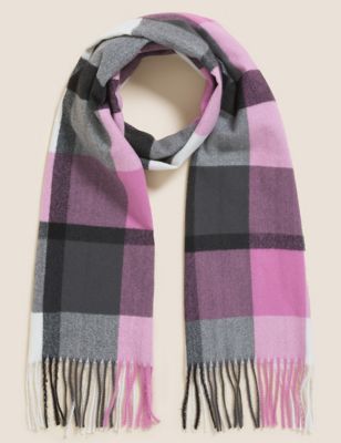 

Womens M&S Collection Woven Checked Tassel Scarf - Lilac Mix, Lilac Mix