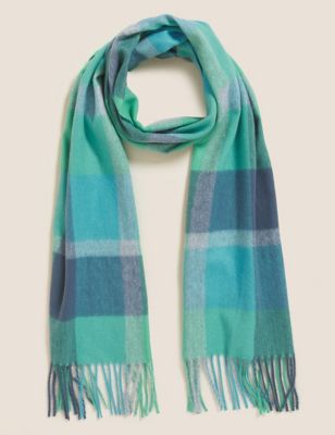 

Womens M&S Collection Woven Checked Tassel Scarf - Turquoise Mix, Turquoise Mix