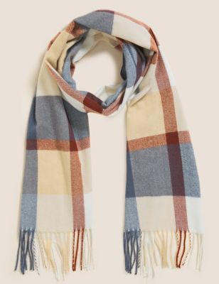 

Womens M&S Collection Woven Checked Tassel Scarf - Chocolate Mix, Chocolate Mix
