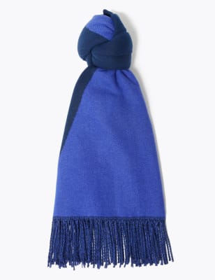 

Womens M&S Collection Spliced Colour Block Tassel Scarf - Blue Mix, Blue Mix