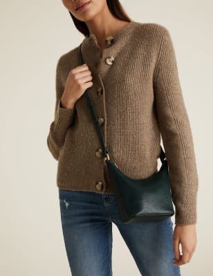 Besace en cuir à motif peau de lézard - Vert Forestier