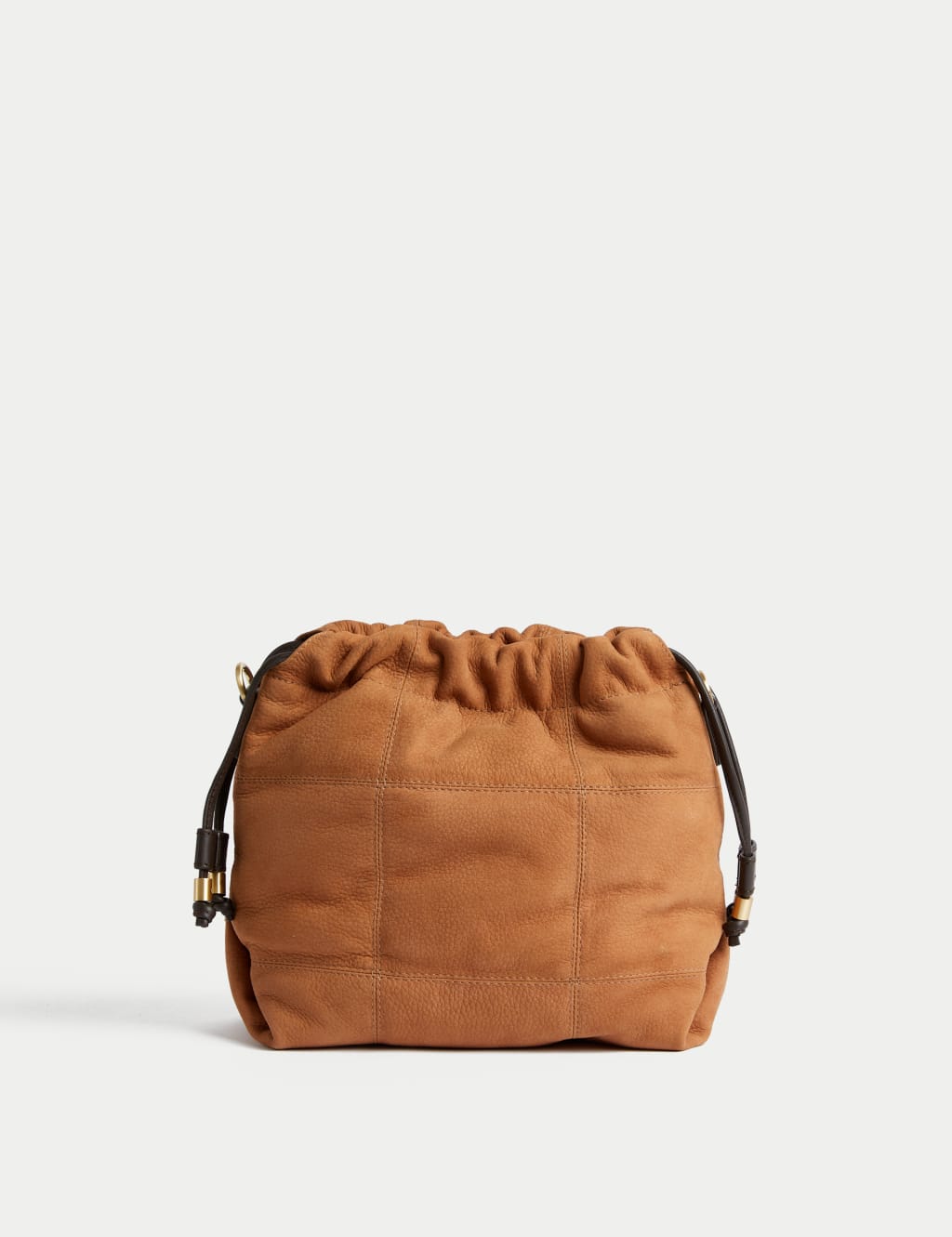 Leather Quilted Drawstring Shoulder Bag image 3