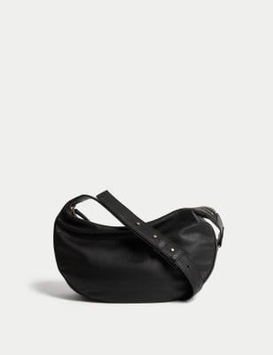 M&s black leather bag sale