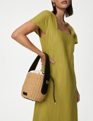 

Womens Autograph Strohtasche im Bucket-Stil - Naturfarben, Naturfarben