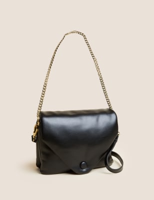 Faux Leather Padded Shoulder Bag - HU