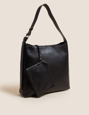 black leather tote bag