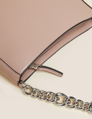 

Womens M&S Collection Unterarmtasche aus Kunstleder mit Kette - Mandel Dunkel, Mandel Dunkel