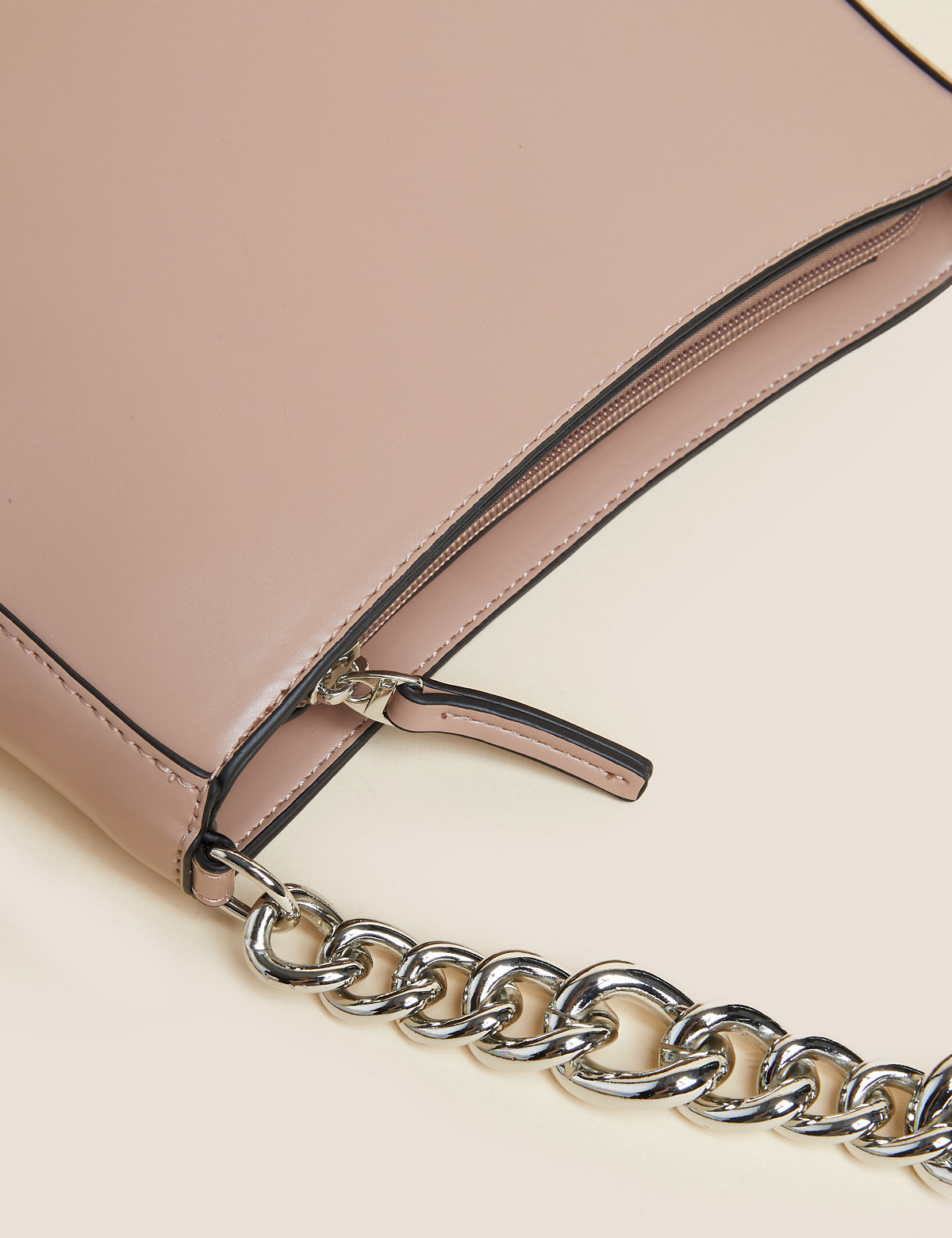 Faux Leather Chain Strap Underarm Bag