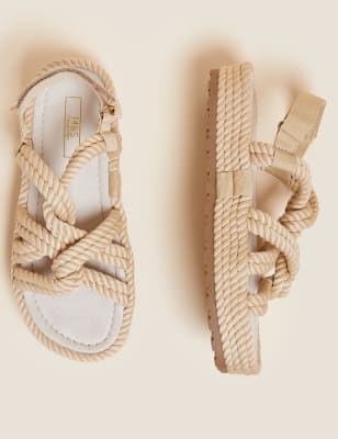 

Womens M&S Collection Woven Strappy Flat Sandals - Stone, Stone