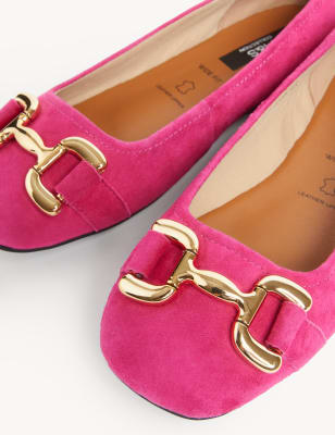 

Womens M&S Collection Wide Fit Suede Square Toe Ballet Pumps - Cerise, Cerise