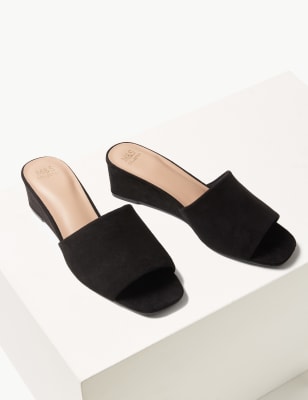 Black wedge mules discount womens