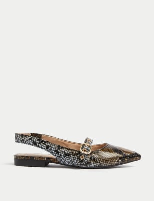 Croc Buckle Pointed Slingback Shoes