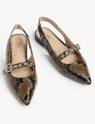 Croc Buckle Pointed Slingback Shoes