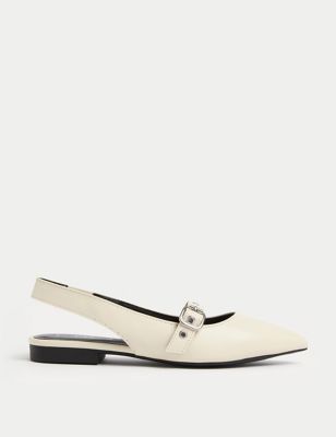 Buckle Flat Pointed Slingback Shoes - NZ