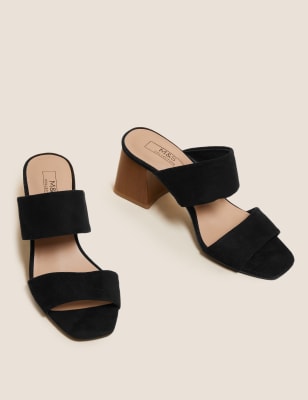 open toe block heel mules