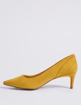 Mustard mid heel shoes sale