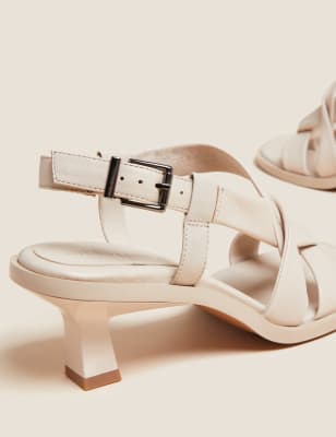 

Autograph Sandalias de piel de tiras con tacón kittenWomens - Ivory, Ivory