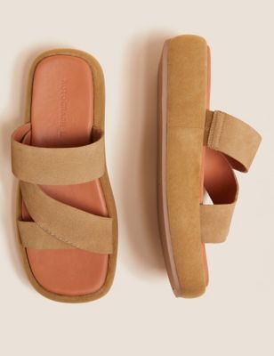 

Womens Autograph Suede Flatform Footbed Mules - Tan, Tan