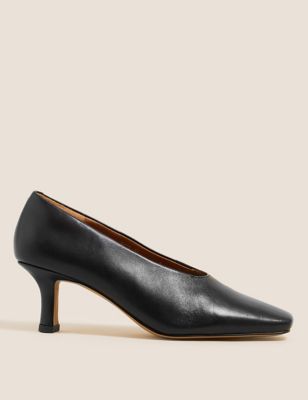 

Womens Autograph Leather Slip On Square Toe Court Shoes - Black, Black