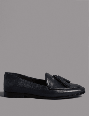 block heel tassel loafers