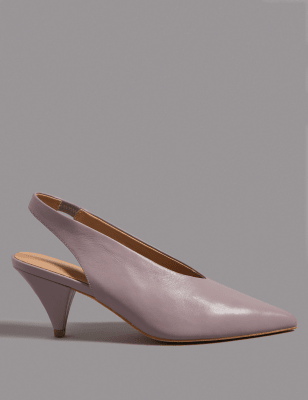 cone heel slingbacks