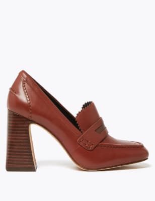 block heel tassel loafers