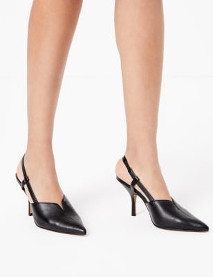 Leren sandalen met naaldhak