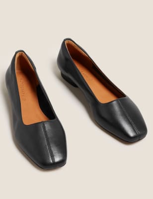 Autograph Leather Square Toe Ballet Pumps - 4.5 - Black, Black