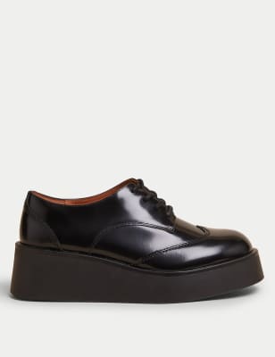 

Autograph Zapatos brogue de piel con cordones y plataforma planaWomens - Black, Black
