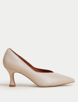 Leather Statement Pointed Court Shoes