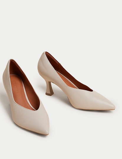 Leather Statement Pointed Court Shoes
